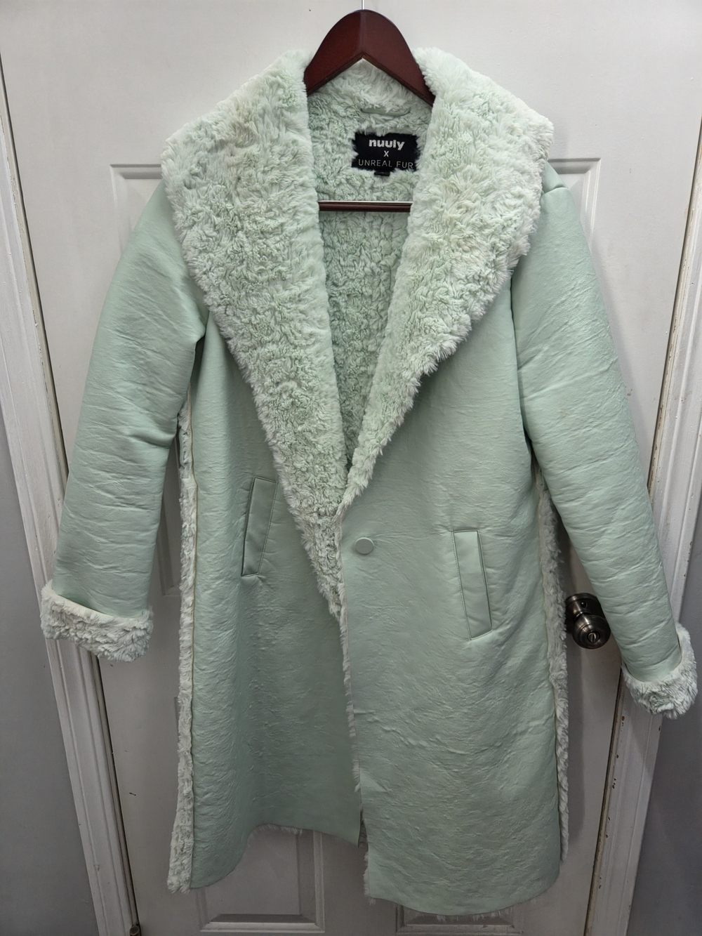 Unreal Fur Mint Faux-Shearling Teddy Coat